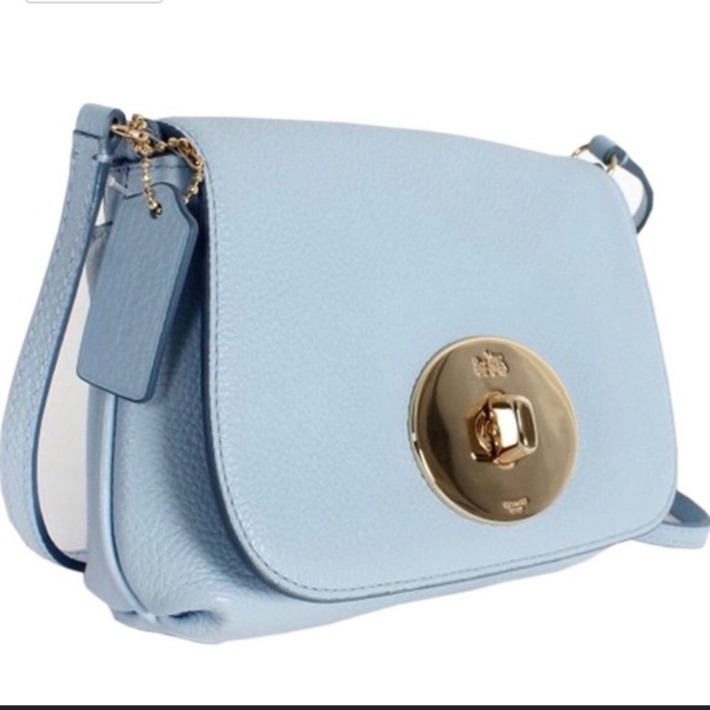 NWT-Coach Pale Blue Pebbled Leather Bag